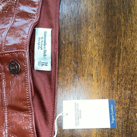 Abercrombie and fitch women’s vegan leather ultra high rise pant 34/18R NWT - Picture 7 of 12
